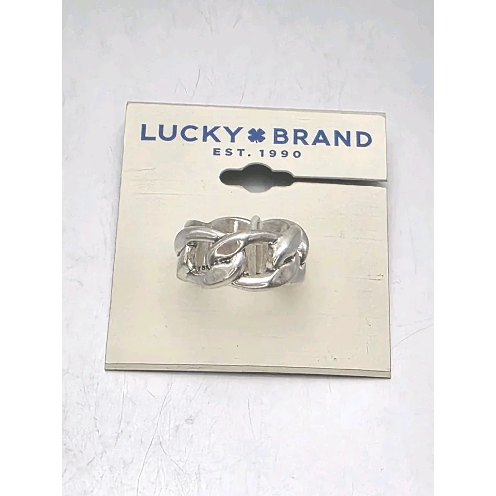New LUCKY BRAND Ring Chain‎ Link Silver Tone Size 7 New w/ Tags FREE $HIPPING!!